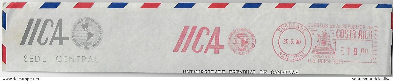 Costa Rica 1990 Fragment Meter Stamp Pitney Bowes-GB5000 Slogan Inter-American Institute For Cooperation On Agriculture - Costa Rica