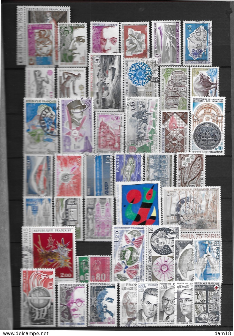 FRANCE 1974 COLLECTION DE 45 TIMBRES OBLITERES TBE TOUS DIFFERENTS VOIR PHOTO - Oblitérés