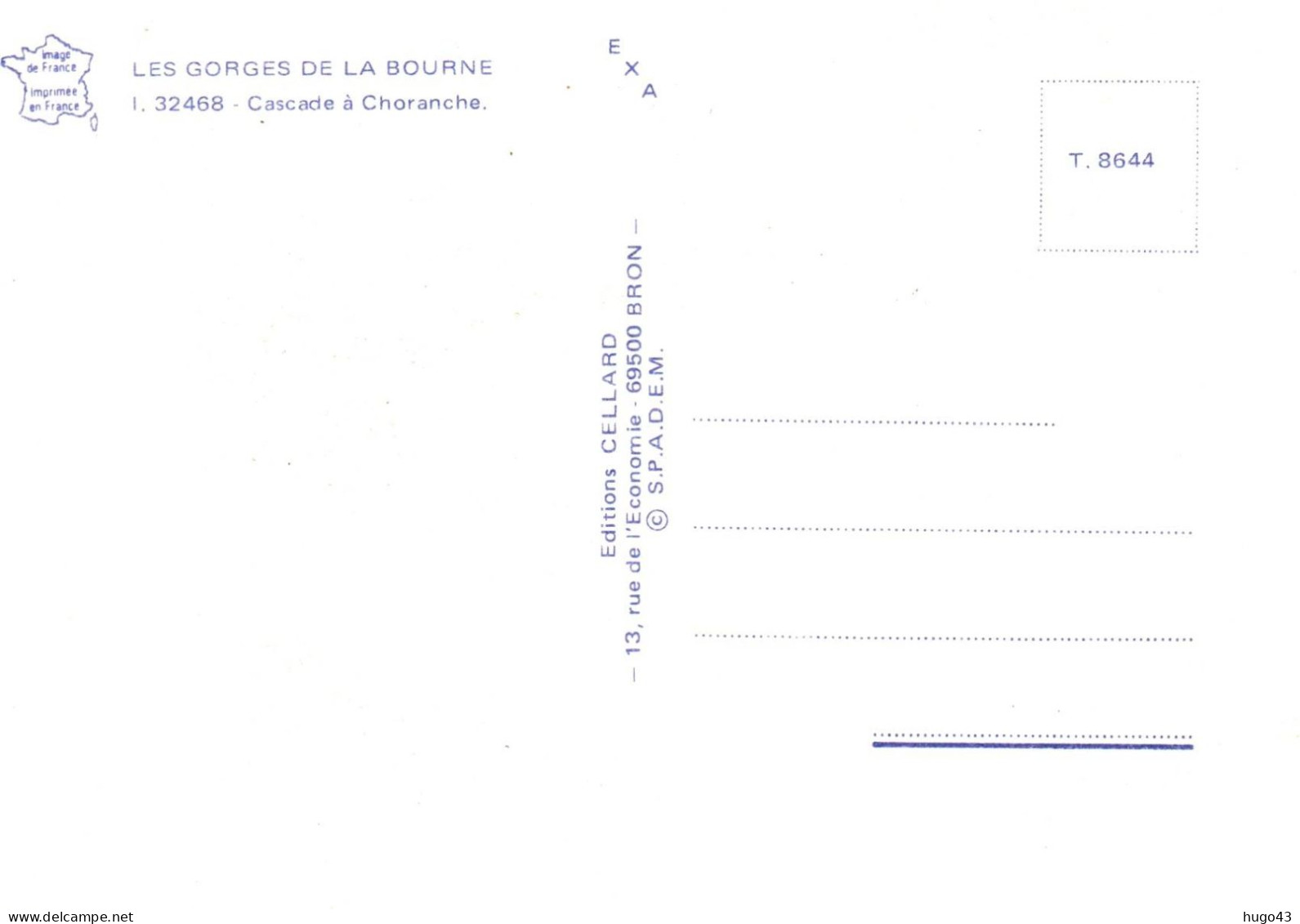 (RECTO / VERSO) LES GORGES DE LA BOURNE - CASCADE A CHORANCHE - CPSM GF NON VOYAGEE - Sonstige & Ohne Zuordnung