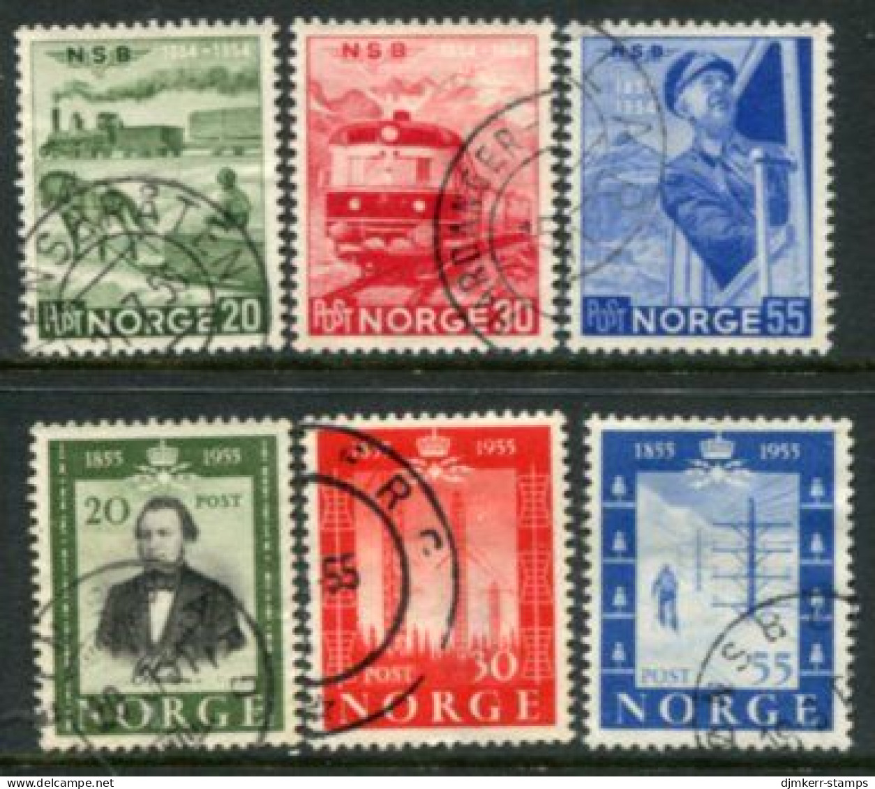 NORWAY 1954 Railway And Telegraph Anniversaries Used.  Michel 384-89 - Oblitérés