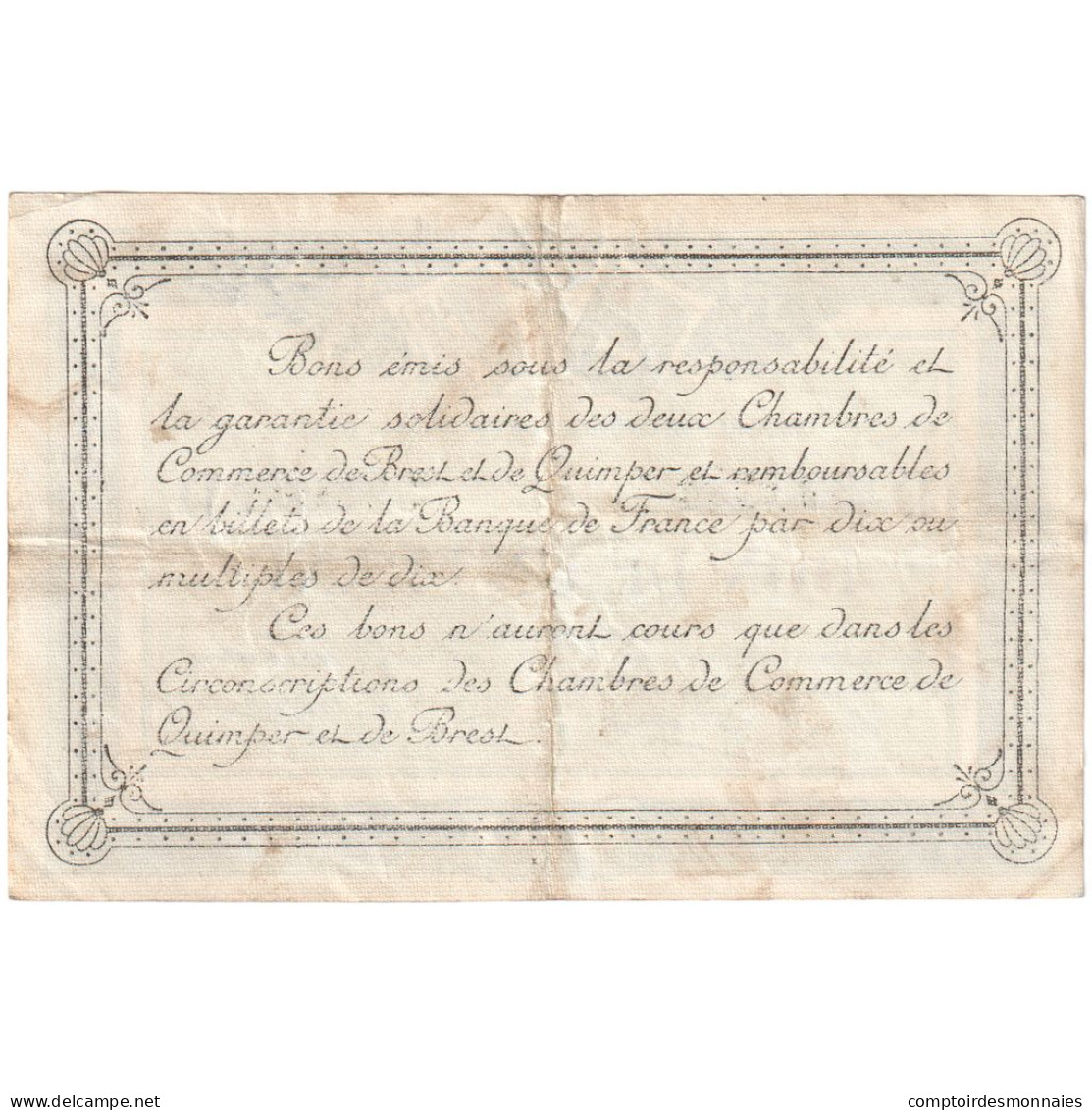 France, Quimper Et Brest, 1 Franc, 1920, TB, Pirot:104-17 - Handelskammer