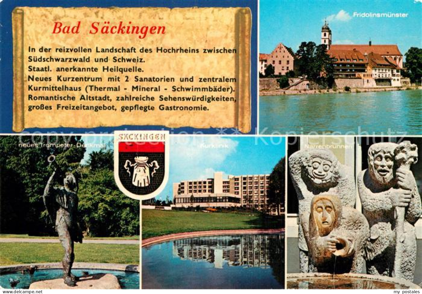 73004011 Bad Saeckingen Fridolinsmuenster Trompeter Denkmal Kurklinik Narrenbrun - Bad Säckingen
