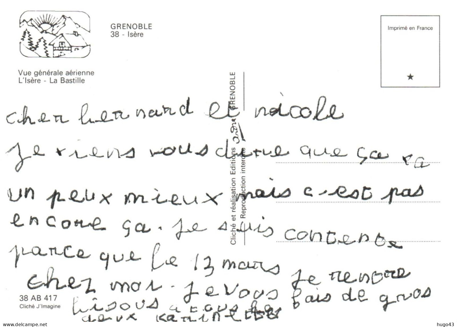 (RECTO / VERSO) GRENOBLE - VUE GENERALE AERIENNE - LA BASTILLE - CPM GF VOYAGEE - Grenoble