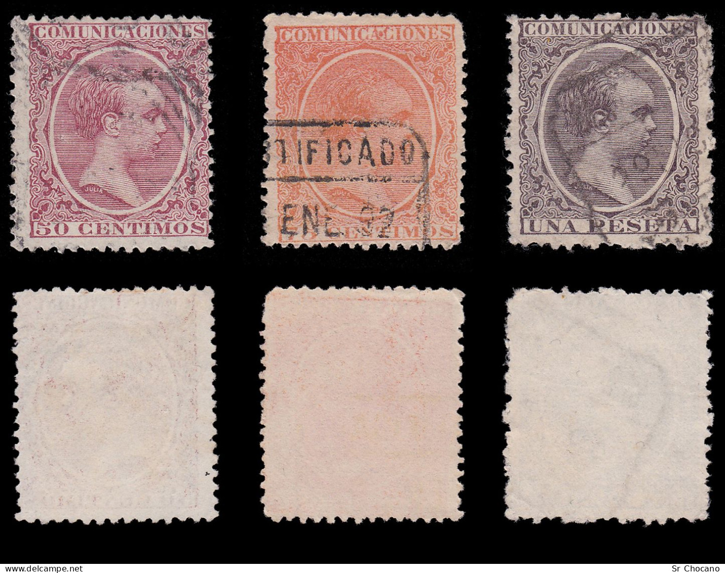 ESPAÑA.1889-01 Alfonso XIII.Matasello. LOTE 14 .Edifil 213-226 - Gebruikt