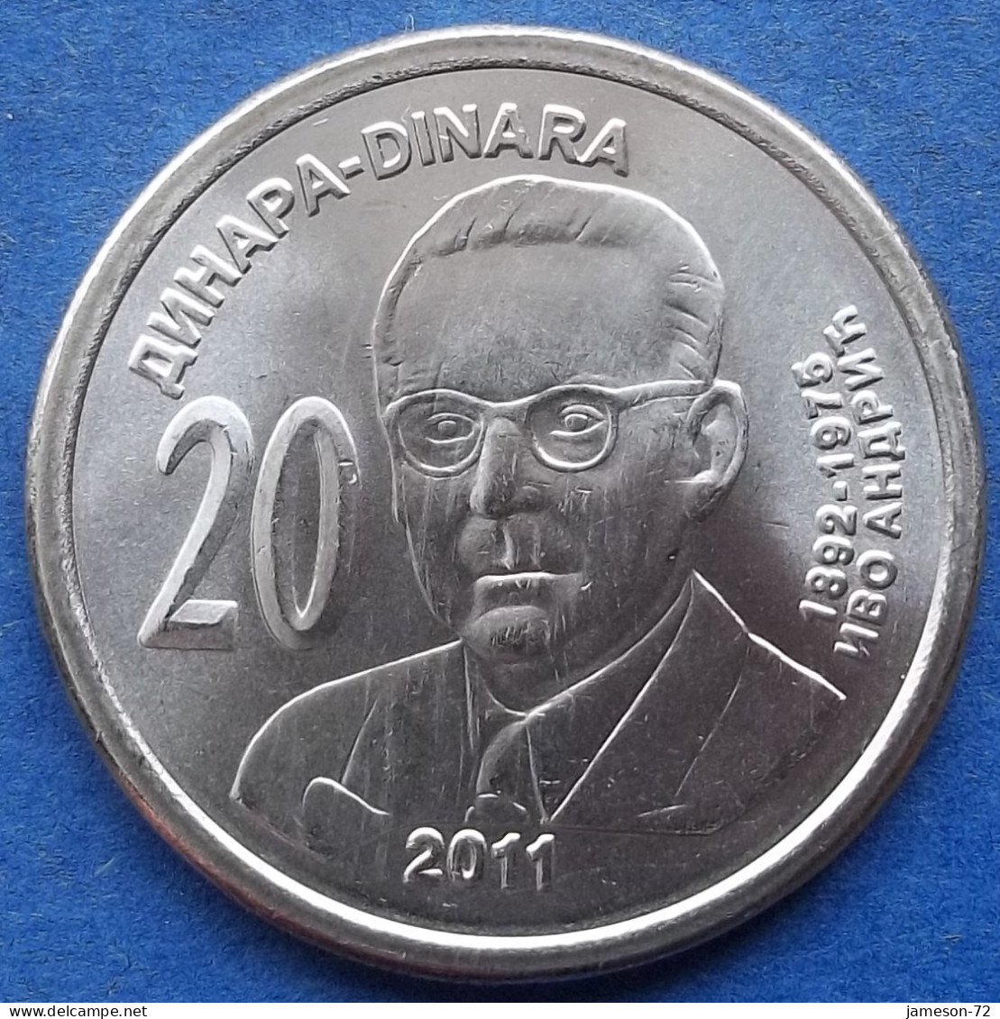 SERBIA - 20 Dinara 2011 "Ivo Andric" KM# 53 Republic (2003) - Edelweiss Coins - Serbia