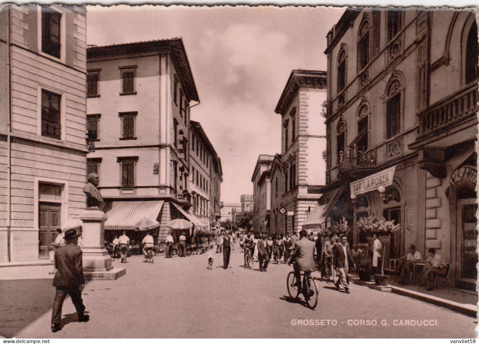 GROSSETO-CORSO G. CARDUCCI-BELLA E ANIMATA CARTOLINA VERA FOTOGRAFIA- VIAGGIATA IL 4-9-1952 - Grosseto