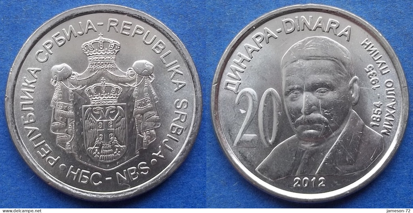 SERBIA - 20 Dinara 2012 "Mihajlo Pupin" KM# 62 Republic (2003) - Edelweiss Coins - Serbien