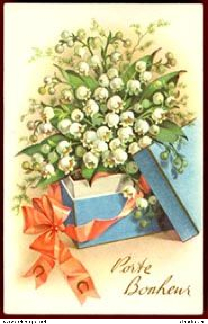 ** LOT  4  CARTES  MUGUET  PORTE - BONHEUR ** - Blumen