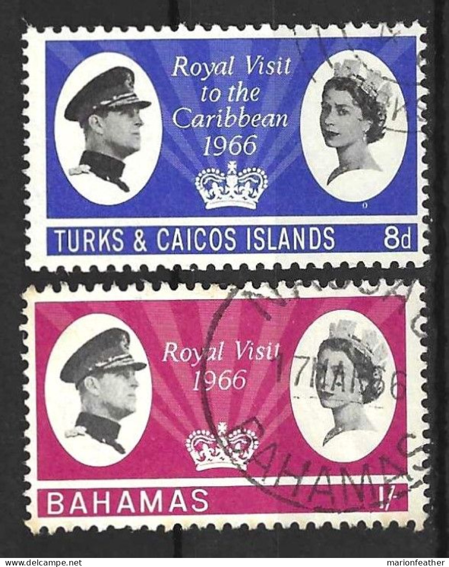 BAHAMAS....QUEEN ELIZABETH II...(1952-22..)...." 1966.."....OMNIBUS.....ROYAL VISIT..., SET OF 2.....VFU. - 1963-1973 Autonomia Interna