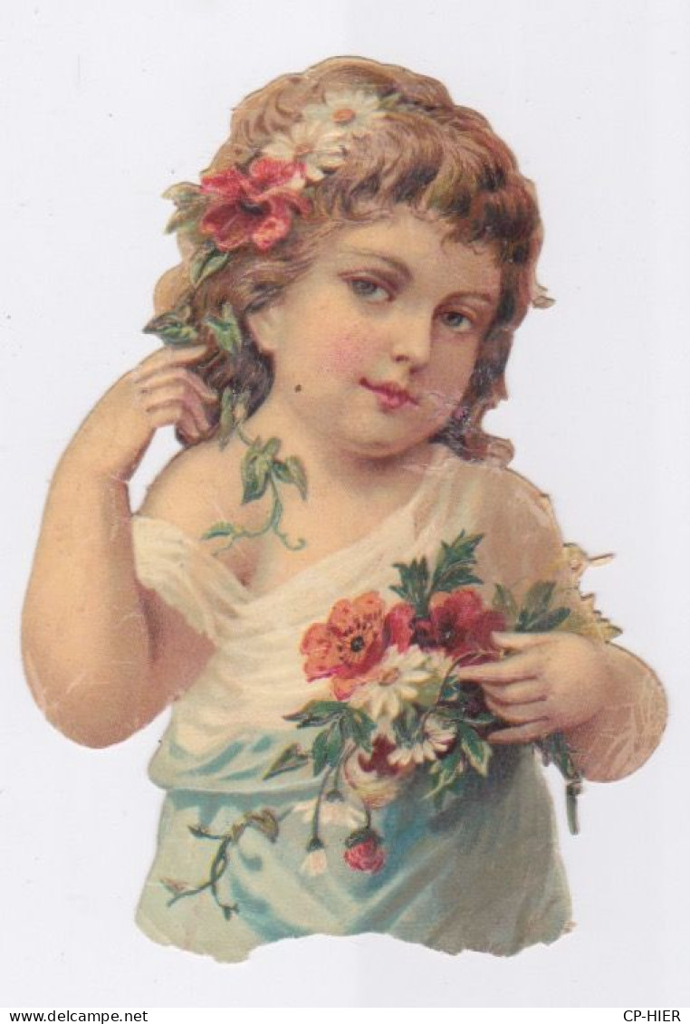 CHROMOS - CHROMO - DECOUPIS - ENFANT FLEURS - Enfants