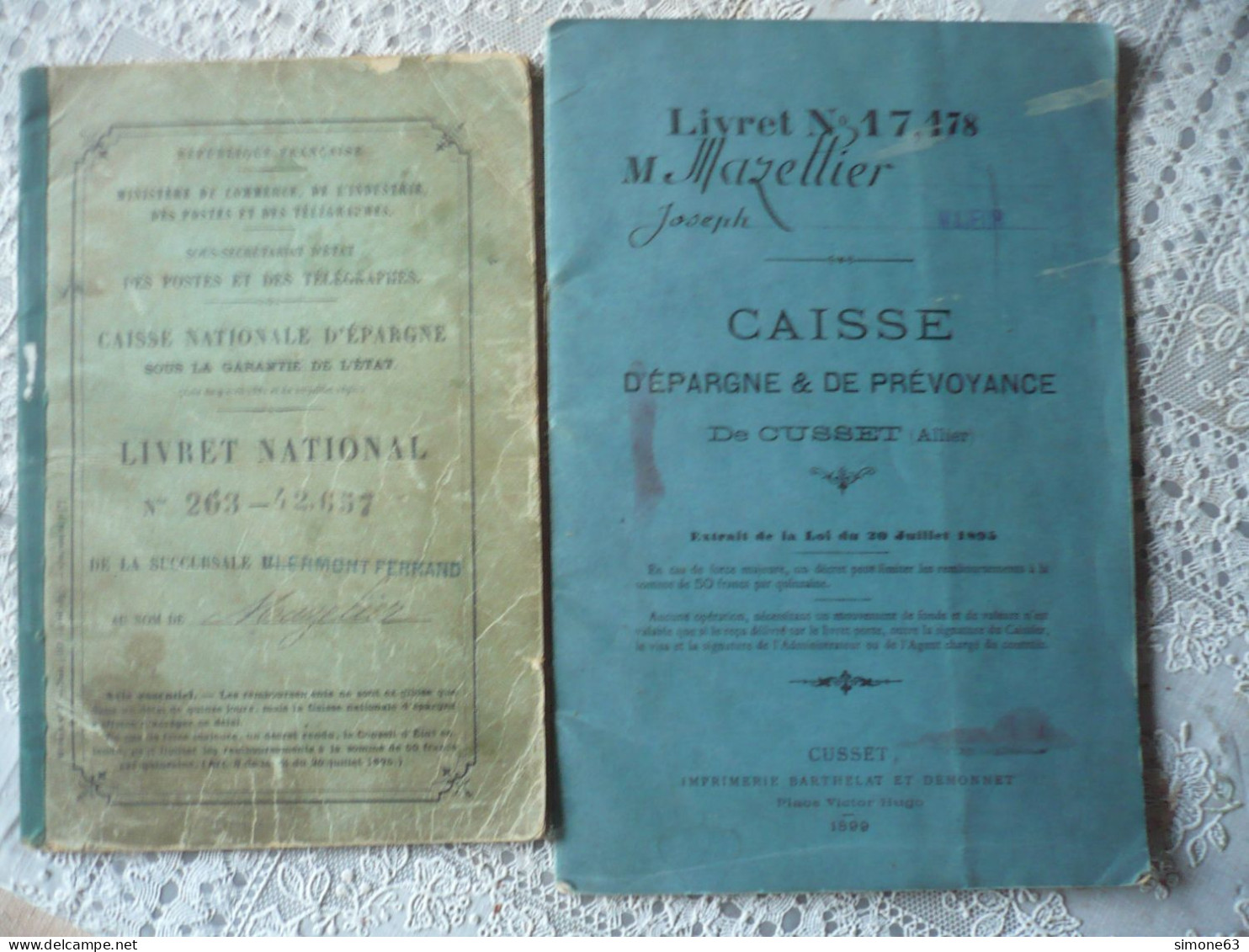 D 03 - CUSSET - 2 Livrets Caisse D'épargne Et De Prévoyance - 1898-1910- Au Nom De MAZELLIER LUCIEN  - La Poste - Verzamelingen