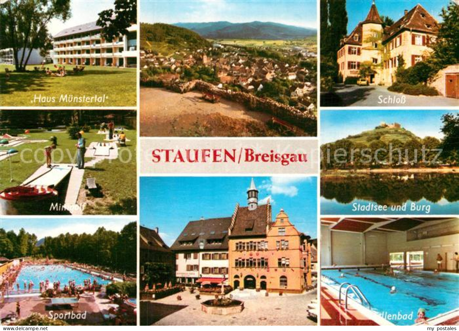 72995632 Staufen Breisgau Stadtsee Burg Haus Muenstertal Sportbad Marktplatz Tei - Other & Unclassified