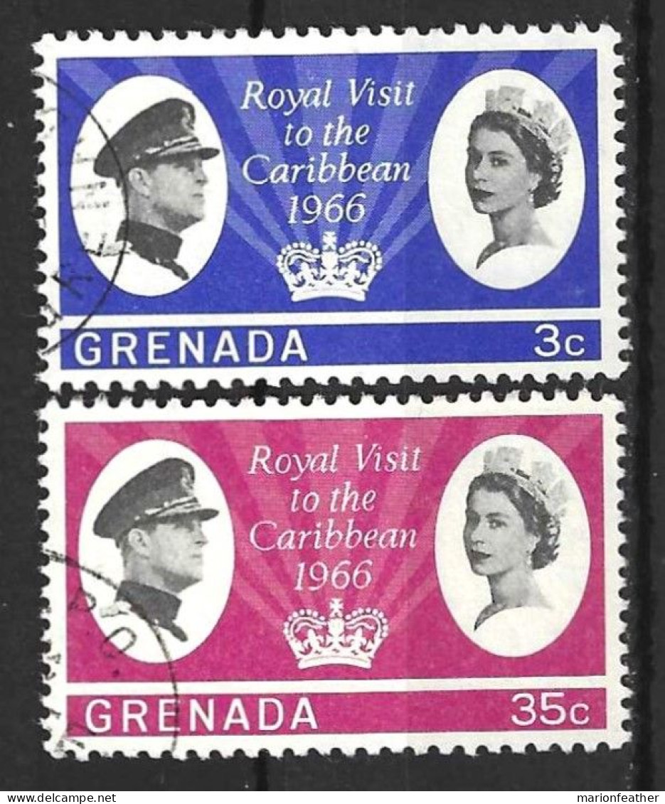 GRENADA.....QUEEN ELIZABETH II...(1952-22..)...." 1966.."....OMNIBUS.....ROYAL VISIT..., SET OF 2.....VFU.... - Grenada (...-1974)