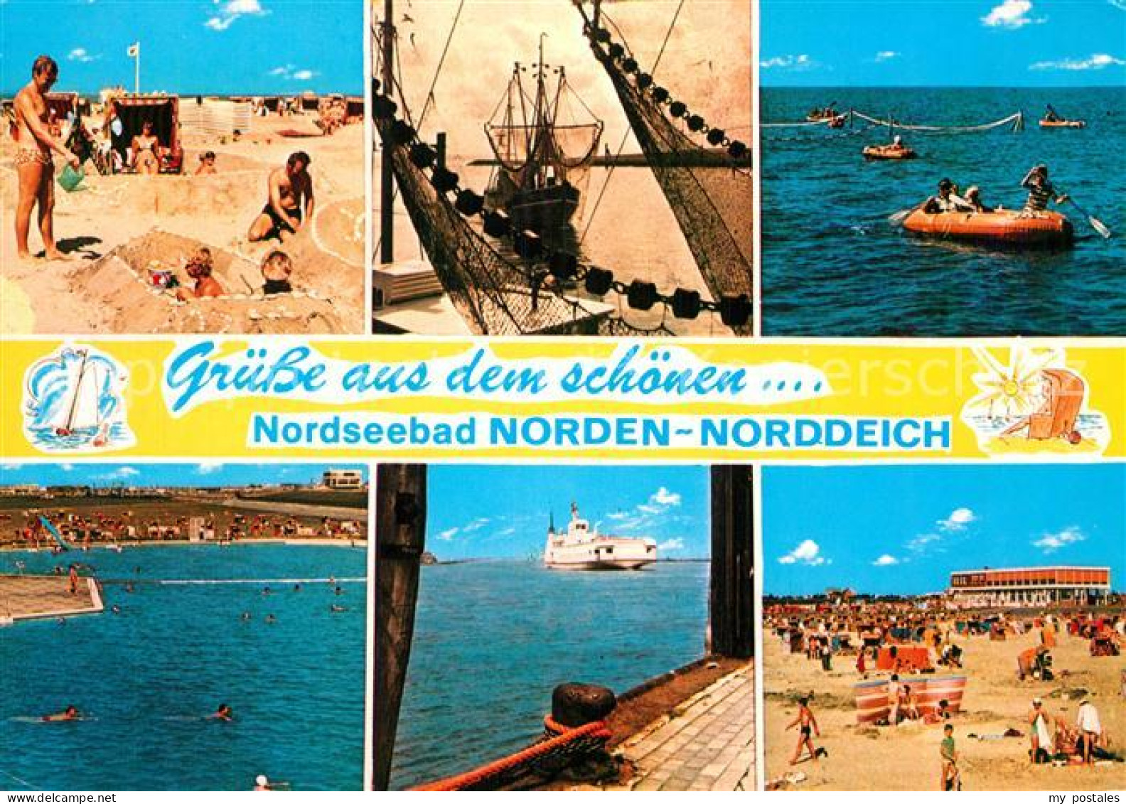 72993834 Norden Norddeich Ostfriesland Strand Faehre Fischkutter Freibad Norden  - Sonstige & Ohne Zuordnung