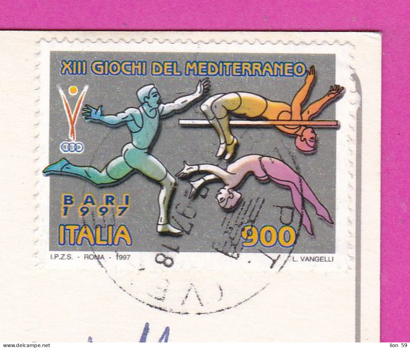 294040 / Italy - VENEZIA Riva Degli Schiavoni PC 1997 USED 900 L The 8th Mediterranean Games Bari Athletics Gymnastics - 1991-00: Marcophilie