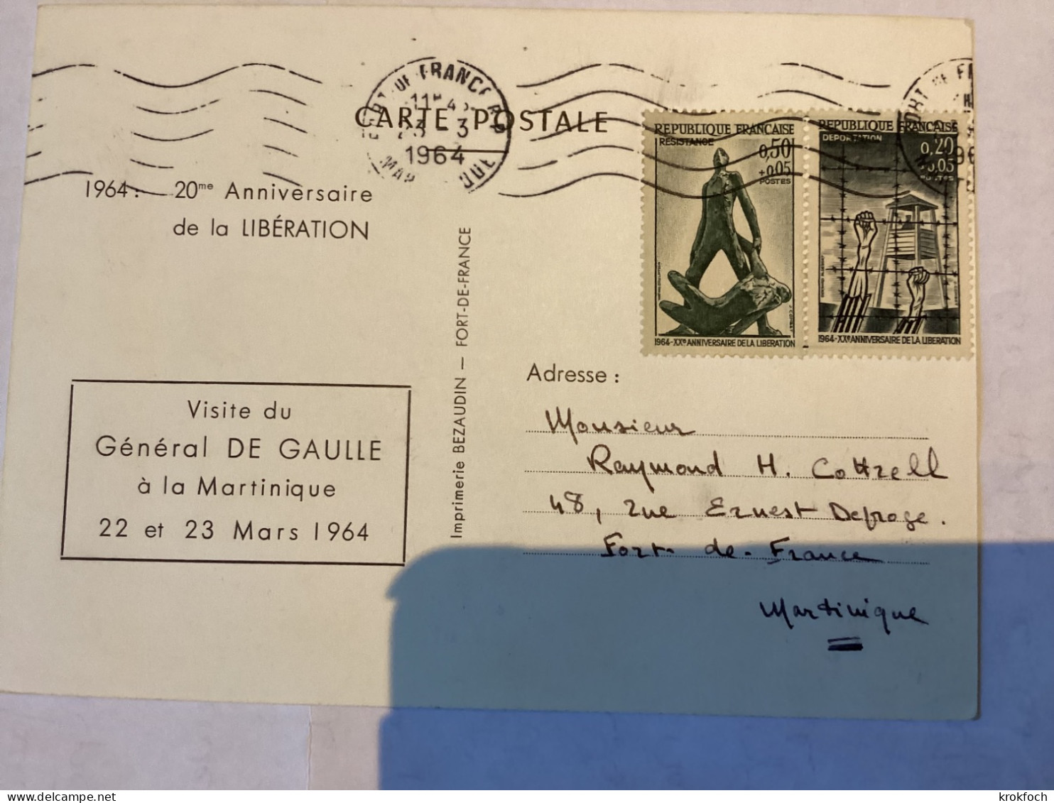 Voyage Général De Gaulle - Martinique 03.1964 - Fort-de-France - 2 Scansion - Cartas & Documentos