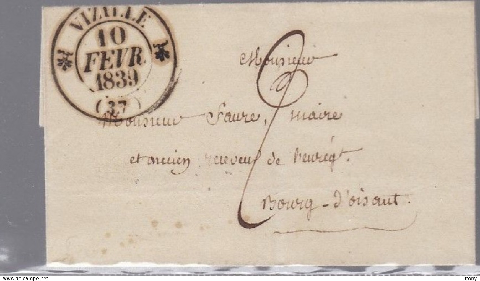 Lettre Dite Précurseurs  Sur Enveloppe S.C  Cachet Type 12    Destination  Bourg  D' Oisans  1839 - 1801-1848: Precursors XIX