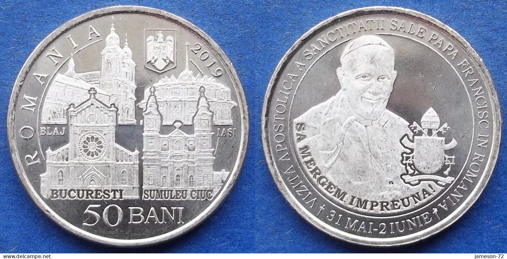 ROMANIA - 50 Bani 2019 "The Apostolic Journey Of His Holiness Pope" KM# 450 Monetary Reform (2005) - Edelweiss Coins - Rumania