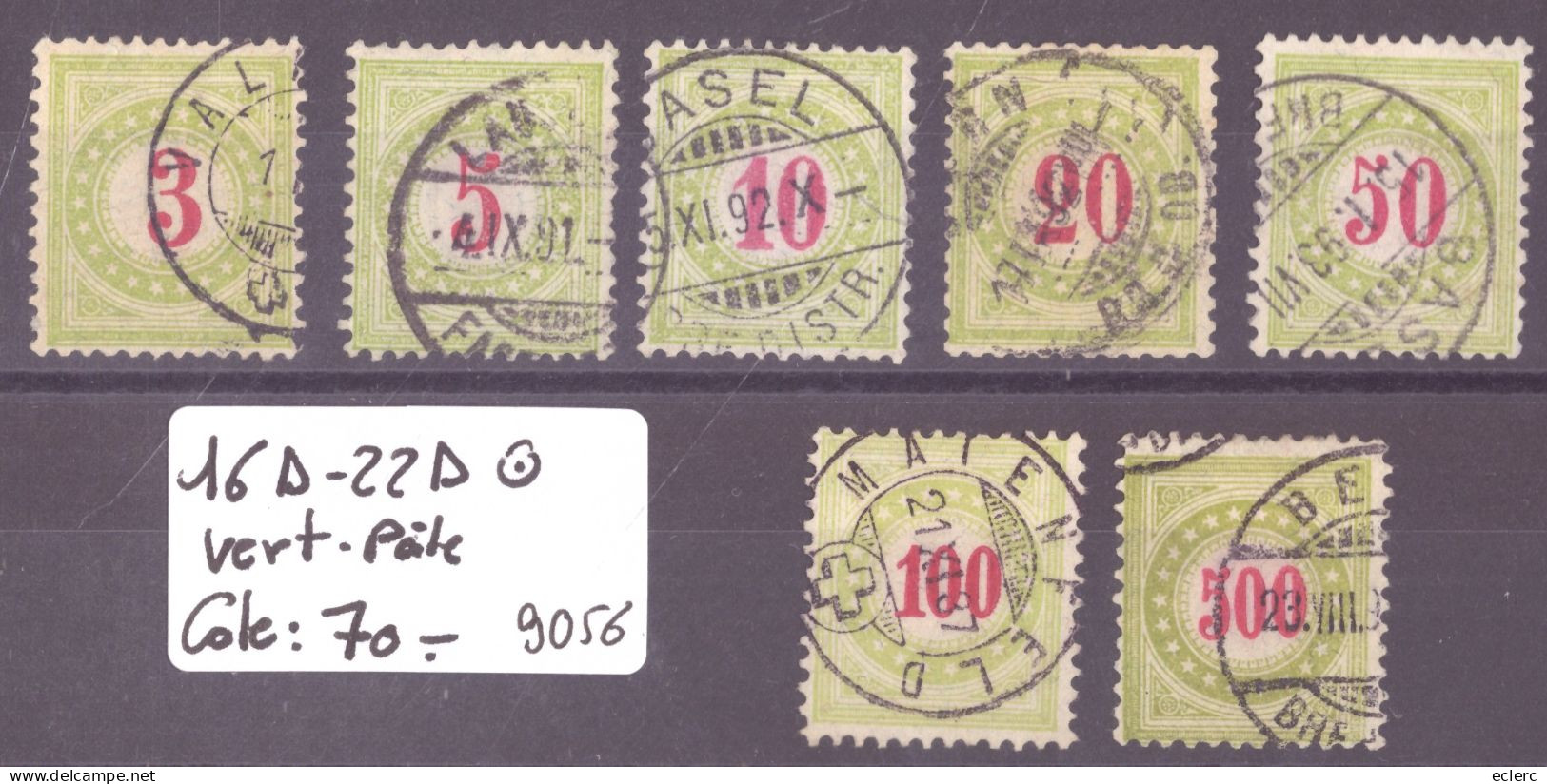 TAXE - No 16D - 22D  OBLITERES - VERT PÂLE - COTE: 70.- - Postage Due