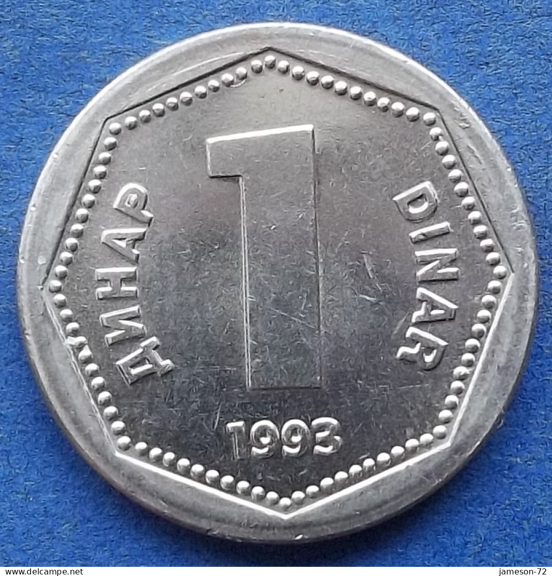 YUGOSLAVIA - 1 Dinar 1993 KM# 154 Federal Republic (1992-2003) - Edelweiss Coins - Yougoslavie