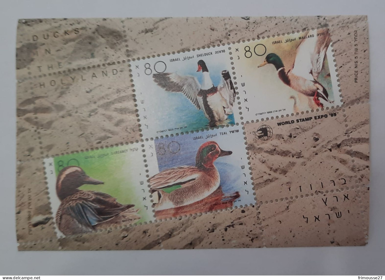 Feuillet Neuf, Oiseaux Israël, 1989 - Nuevos (con Tab)