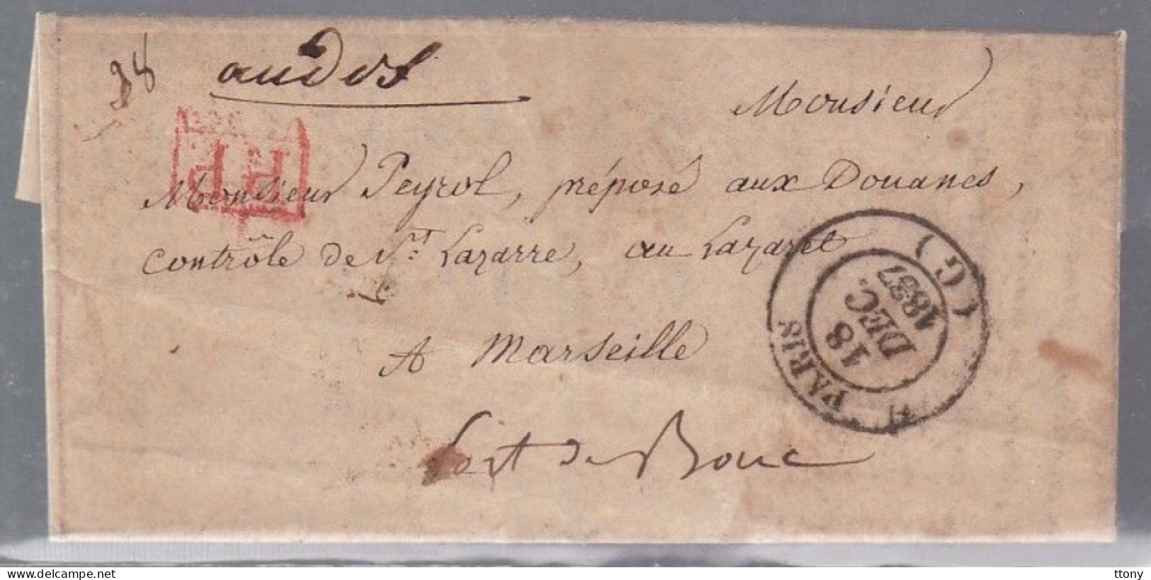 Lettre Dite Précurseurs  Sur  Lettre  P.P Rouge  18 Décembre 1837  Destination Marseille - 1801-1848: Precursors XIX