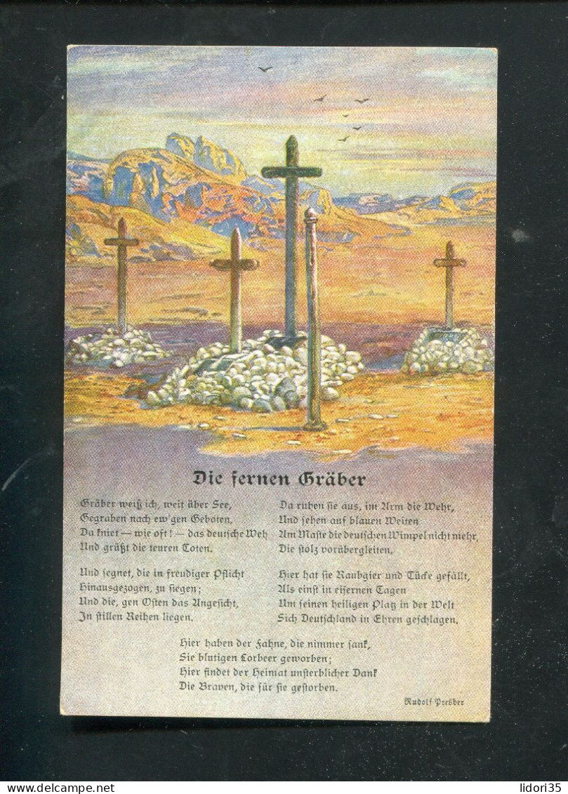 "DEUTSCHE SOLDATENGRAEBER IN SUEDWESTAFRIKA" Fruehe Color-AK "Kolonialkriegerdank" (L1255) - War Cemeteries