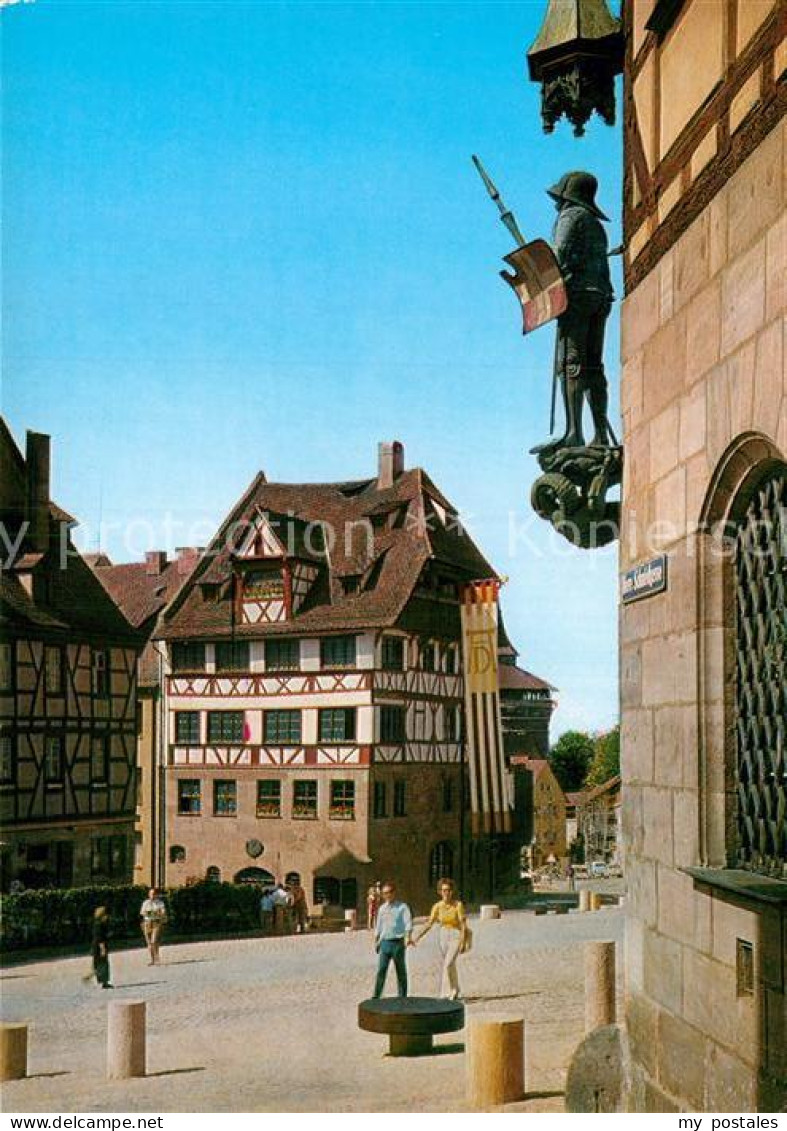 72991194 Nuernberg Albrecht Duerer Haus Statue Altstadt Fachwerkhaeuser Nuernber - Nürnberg