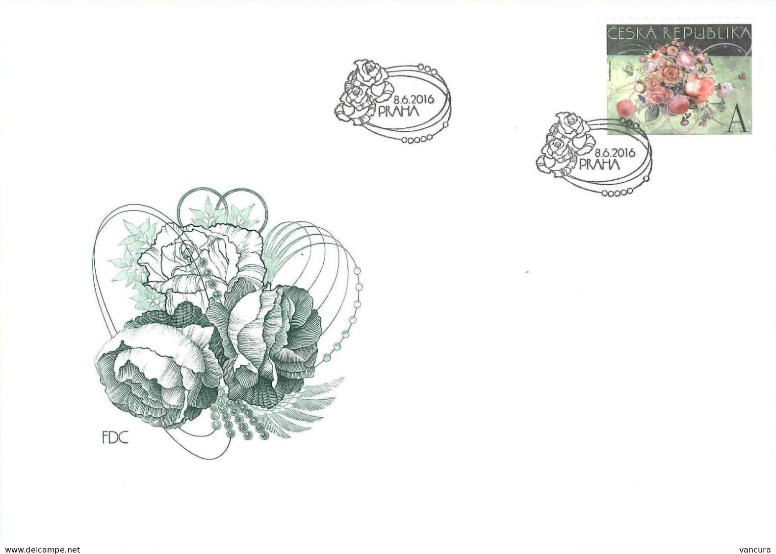 FDC 889 Czech Republic Flower Arrangement 2016 - Rozen