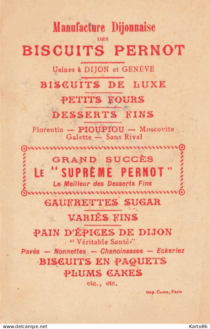 JOSSOT * Illustrateur Jossot * Biscuit Guerre Piou Piou ! * Image Ancienne Publicitaire " Biscuits PERNOT " * 12x7.5cm - Jossot