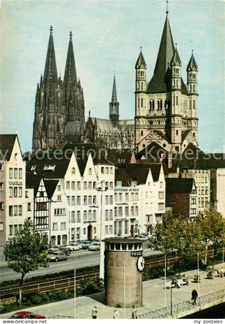 72990622 Koeln Rhein Rheinufer Mit Dom Und Gross St Martin  Koeln Rhein - Köln