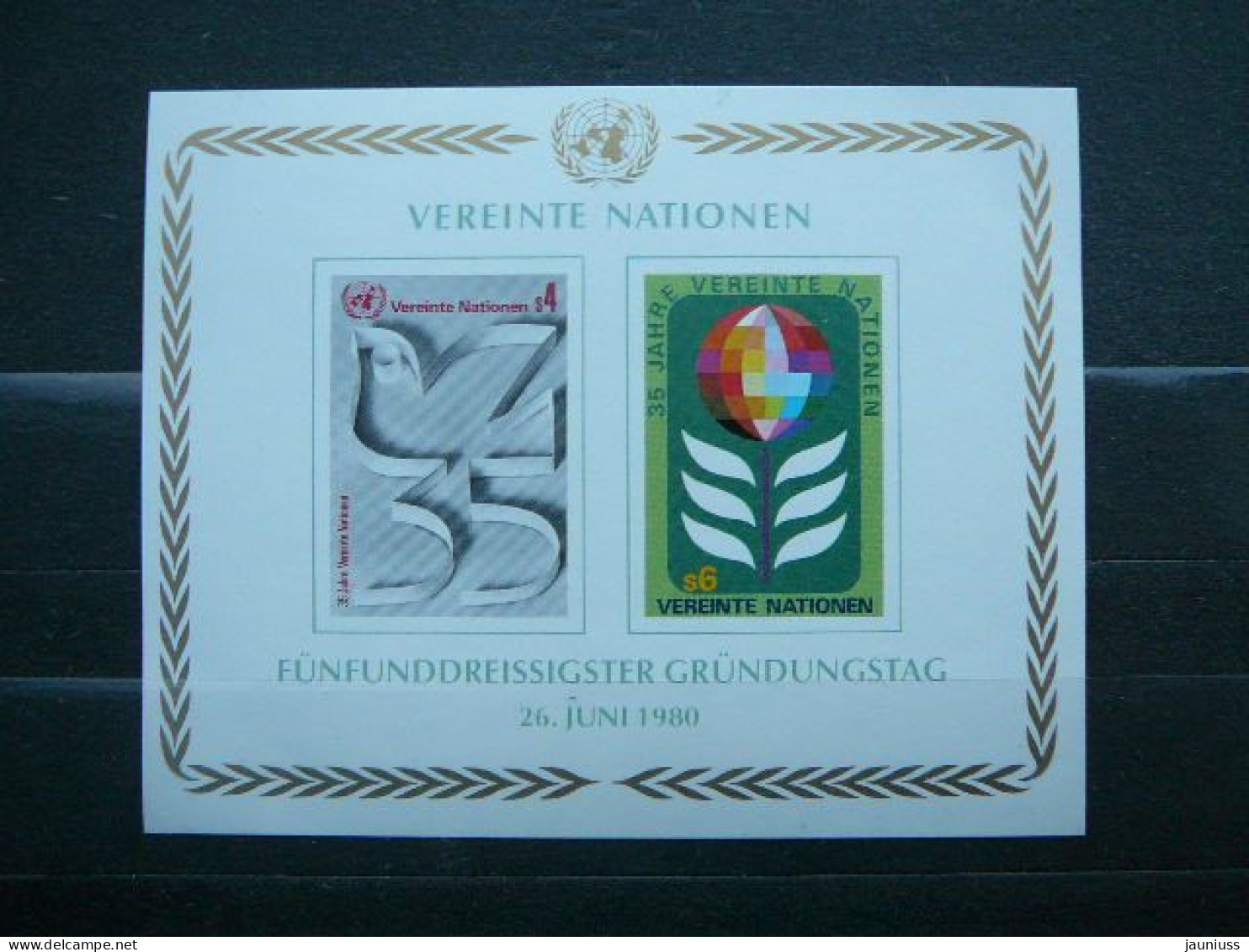 35 Years UN United Nations # Austria Vienna 1980 MNH #Mi.12/3 Block1 UNO - Ongebruikt