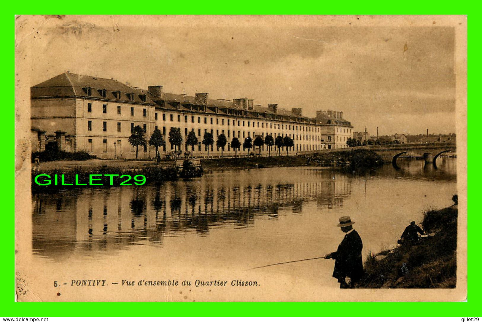 PONTIVY (56) - VUE D'ENSEMBLE DU QUARTIER CLISSON - PERSONNAGE À LA PÊCHE - CIRCULÉE EN 1932 - G. ARTAUD - - Pontivy