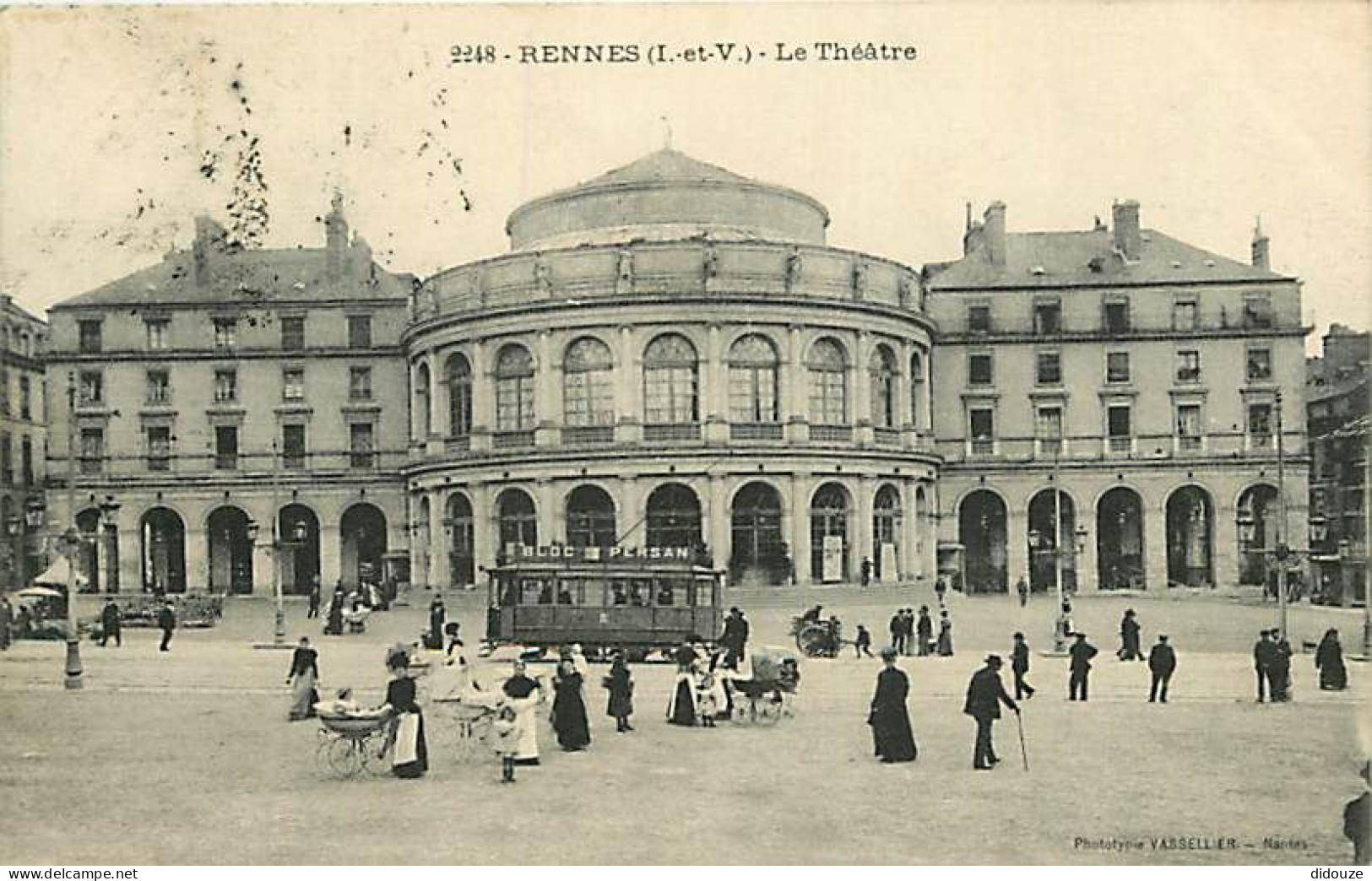 35 - Rennes - Le Théâtre - Animée - Tramway - Oblitération Ronde De 1910 - CPA - Voir Scans Recto-Verso - Rennes