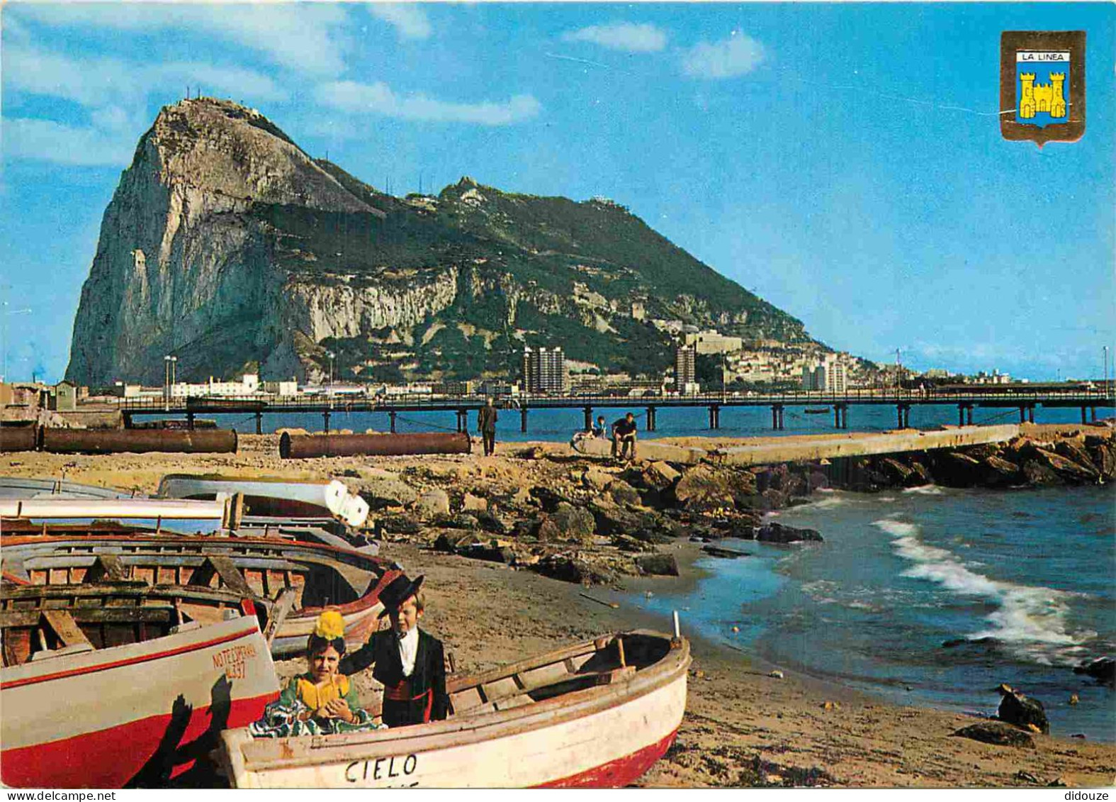 Gibraltar - Pareja De Ninos En Barça - Al Fondo Penon De Gibraltar - Couple D'enfants Andalous - Folklore - CPM - Voir S - Gibilterra