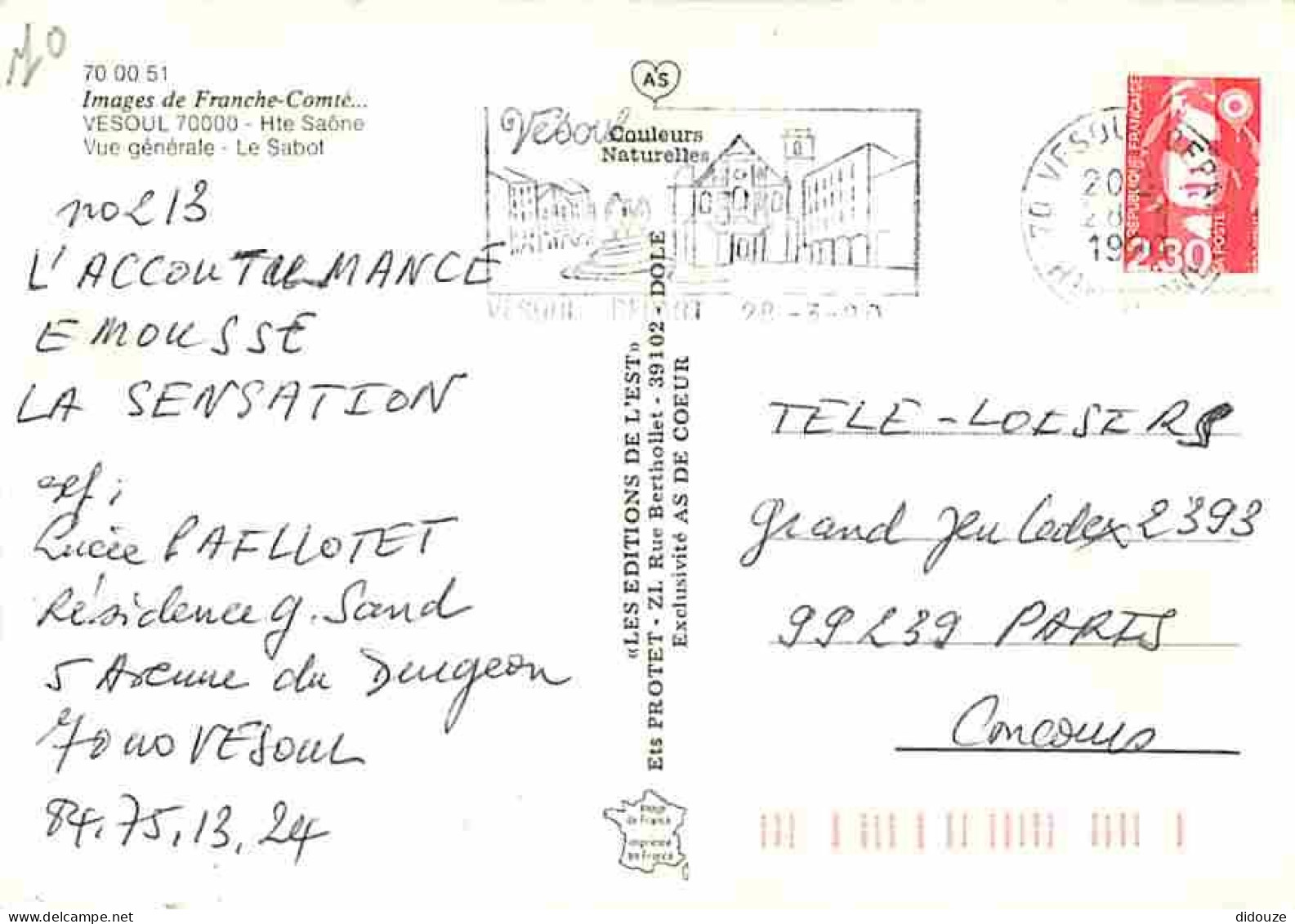 70 - Vesoul - Vue Générale - Le Sabot - Flamme Postale - CPM - Voir Scans Recto-Verso - Vesoul