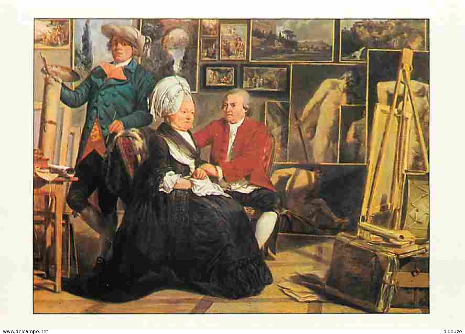 Art - Peinture - Jacques-Henri Sablet - Le Peintre Dans Son Atelier Avec Ses Parents - Description Du Tableau Au Dos - C - Schilderijen