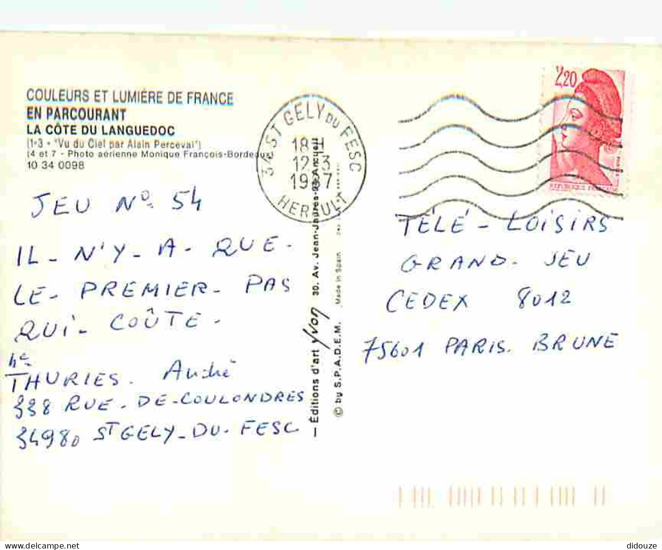 34 - Hérault - Cote Du Languedoc - Multivues - Carte Géographique - CPM - Voir Scans Recto-Verso - Sonstige & Ohne Zuordnung