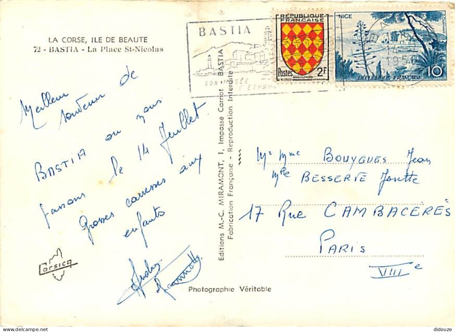 20 - Bastia - La Place St-Nicolas - Voir Timbre - CPM - Voir Scans Recto-Verso - Bastia