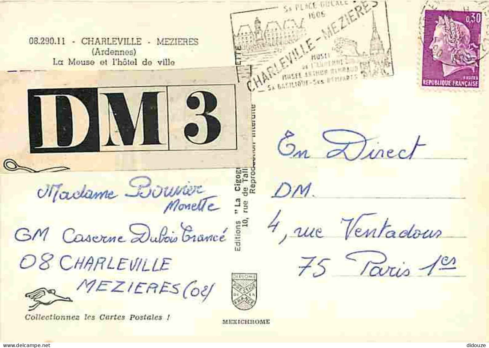 08 - Charleville Mézières - La Meuse Et L'hôtel De Ville - Station Total - Flamme Postale De Charleville Mézières - CPM  - Charleville