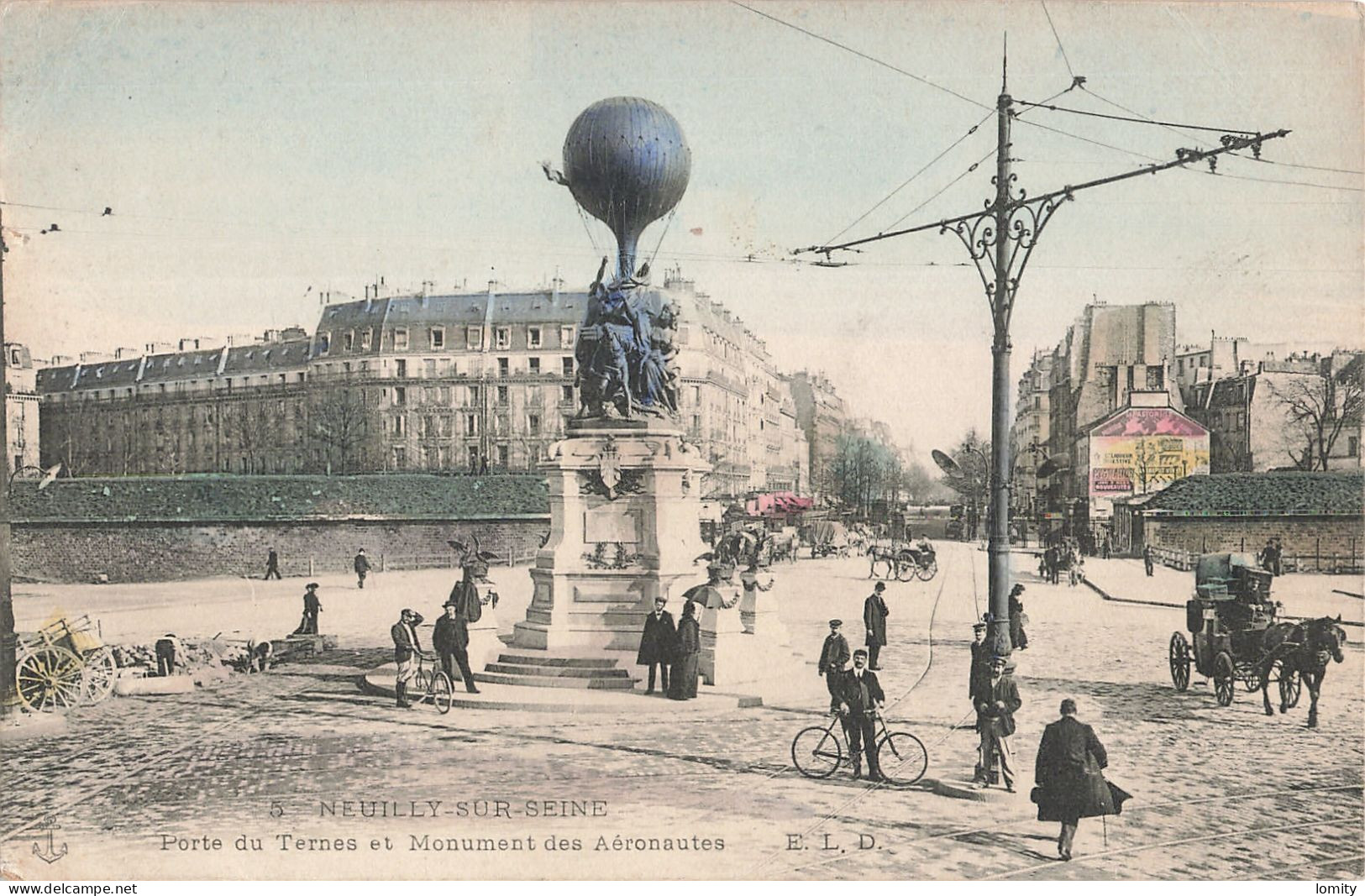 92 Neuilly Sur Seine Porte Du Ternes Et Monument Des Aéronautes CPA Carte Animation Couleur - Neuilly Sur Seine