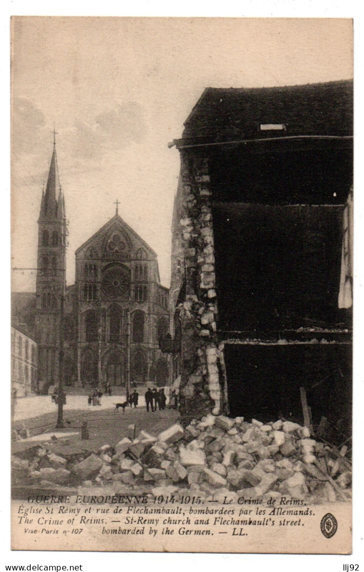 CPA 51. Crime De REIMS (Marne). Eglise St-Rémy Et Rue De Flechambault Bombardées - Reims