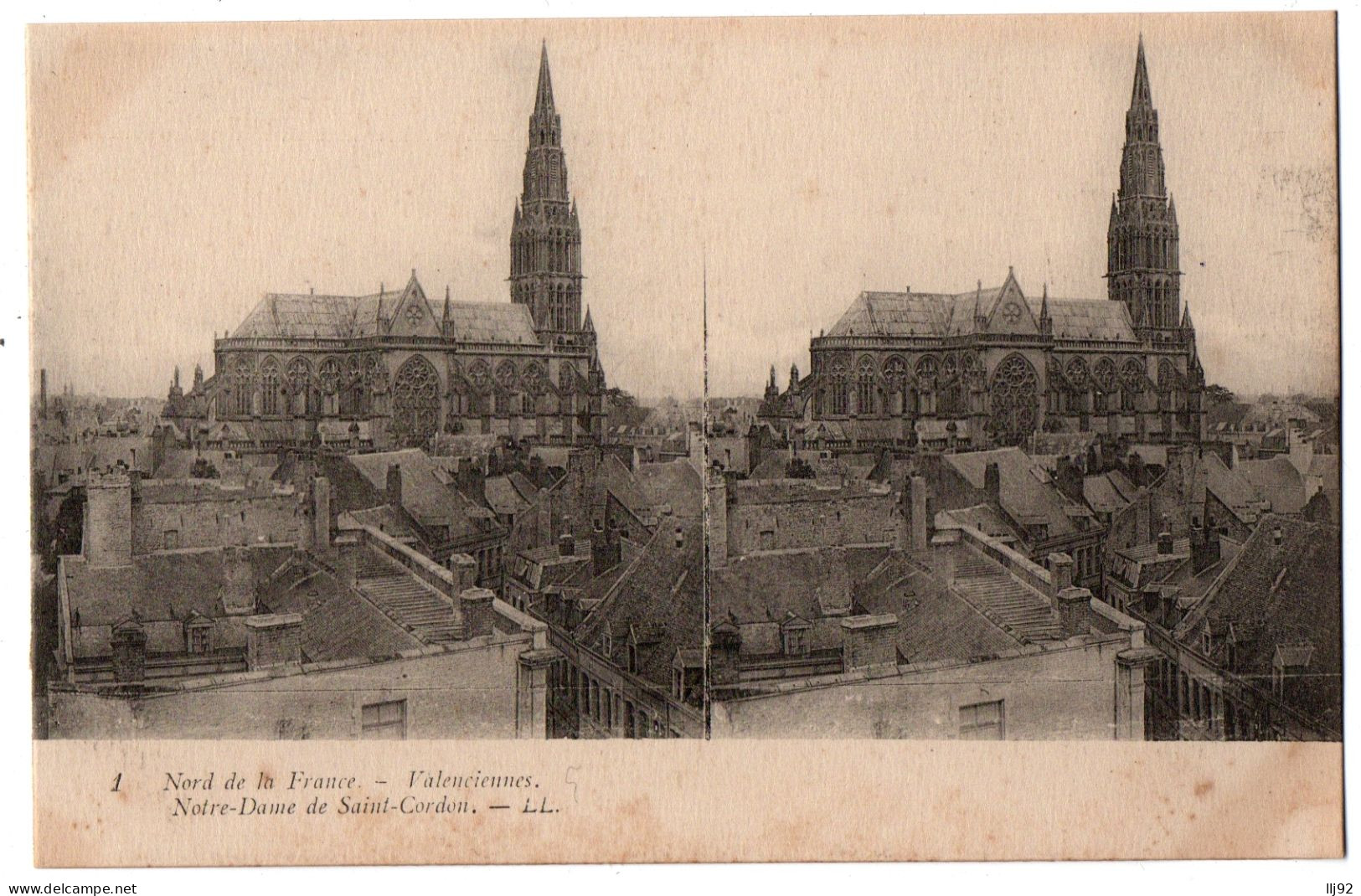 CPA Stéréoscopique 59 - VALENCIENNES (Nord) - 1. Notre-Dame De Saint-Cordon - LL - Stereoscope Cards