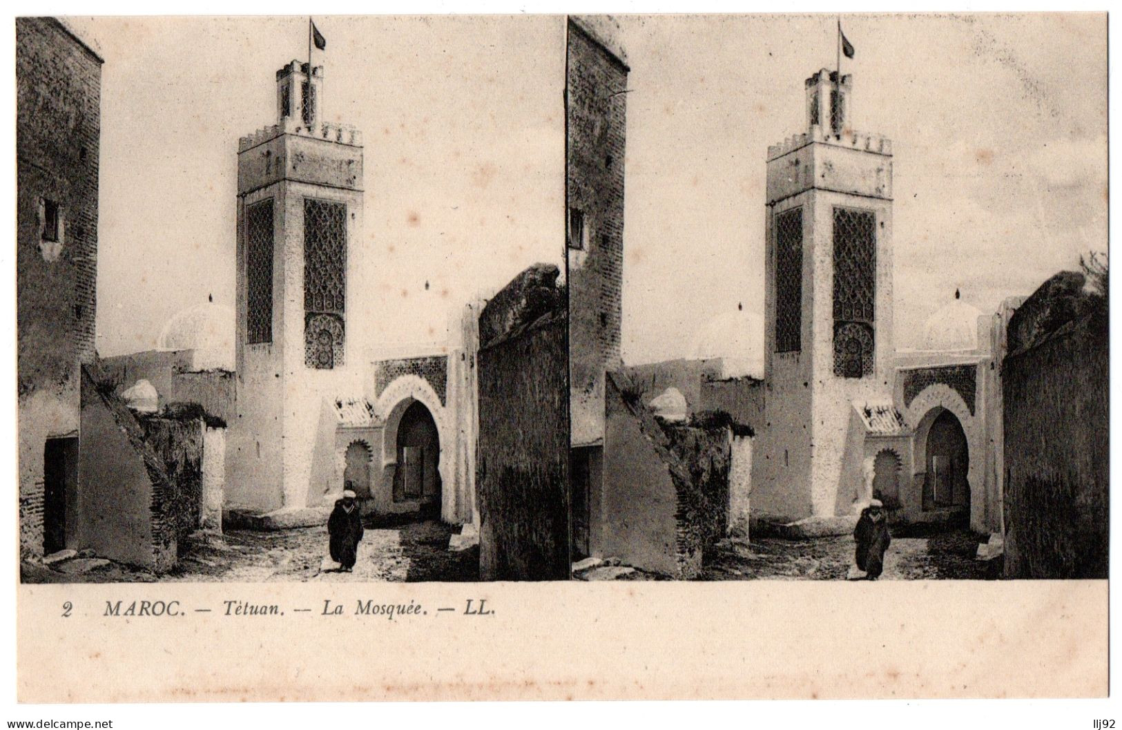 CPA Stéréoscopique MAROC - TETUAN - 2. La Mosquée - LL - Stereoscope Cards