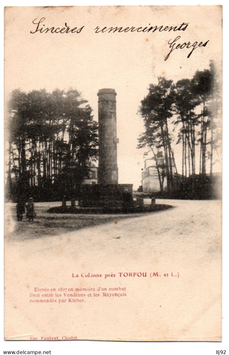 CPA 49 - TORFOU (Maine Et Loire) - La Colonne Près Torfou - Dos Simple - Autres & Non Classés