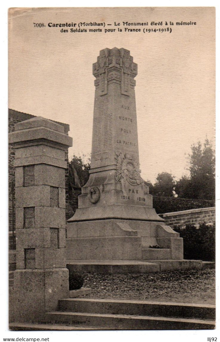 CPA 56 - CARENTOIR (Morbihan) - 7008. Monument élevé à La Mémoire Des Soldats... - Sonstige & Ohne Zuordnung