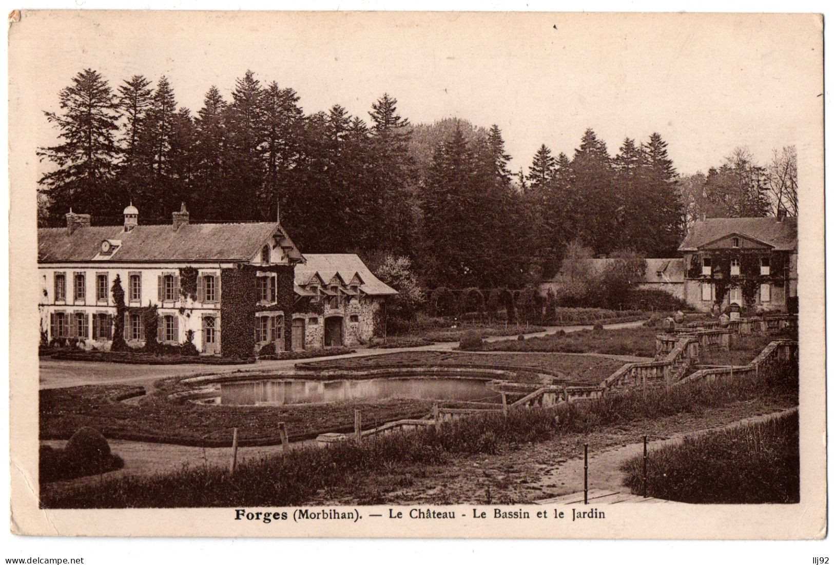 CPA 56 - FORGES (Morbihan) - Le Château. Le Bassin Et Le Jardin - Sonstige & Ohne Zuordnung