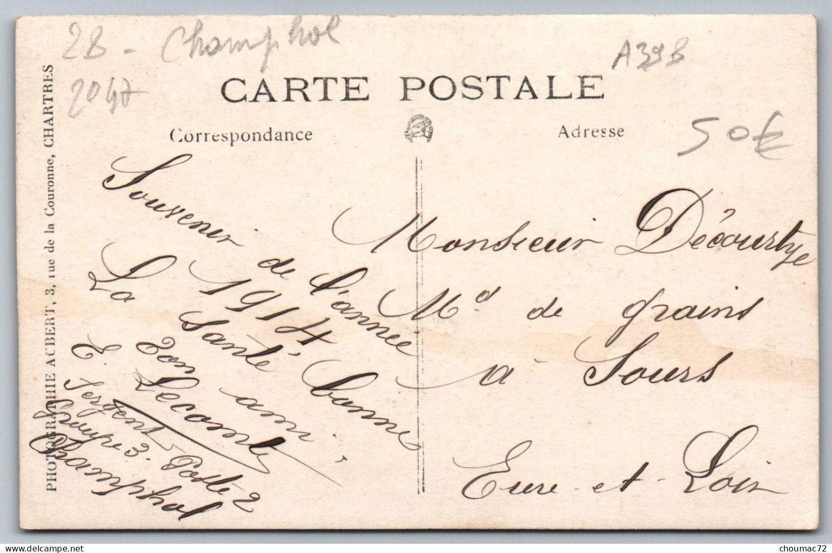 2047, Eure Et Loir, Champhol, Carte Photo Aubert, WW1 Territoriaux, Poste 2, Groupe 3 - Other & Unclassified