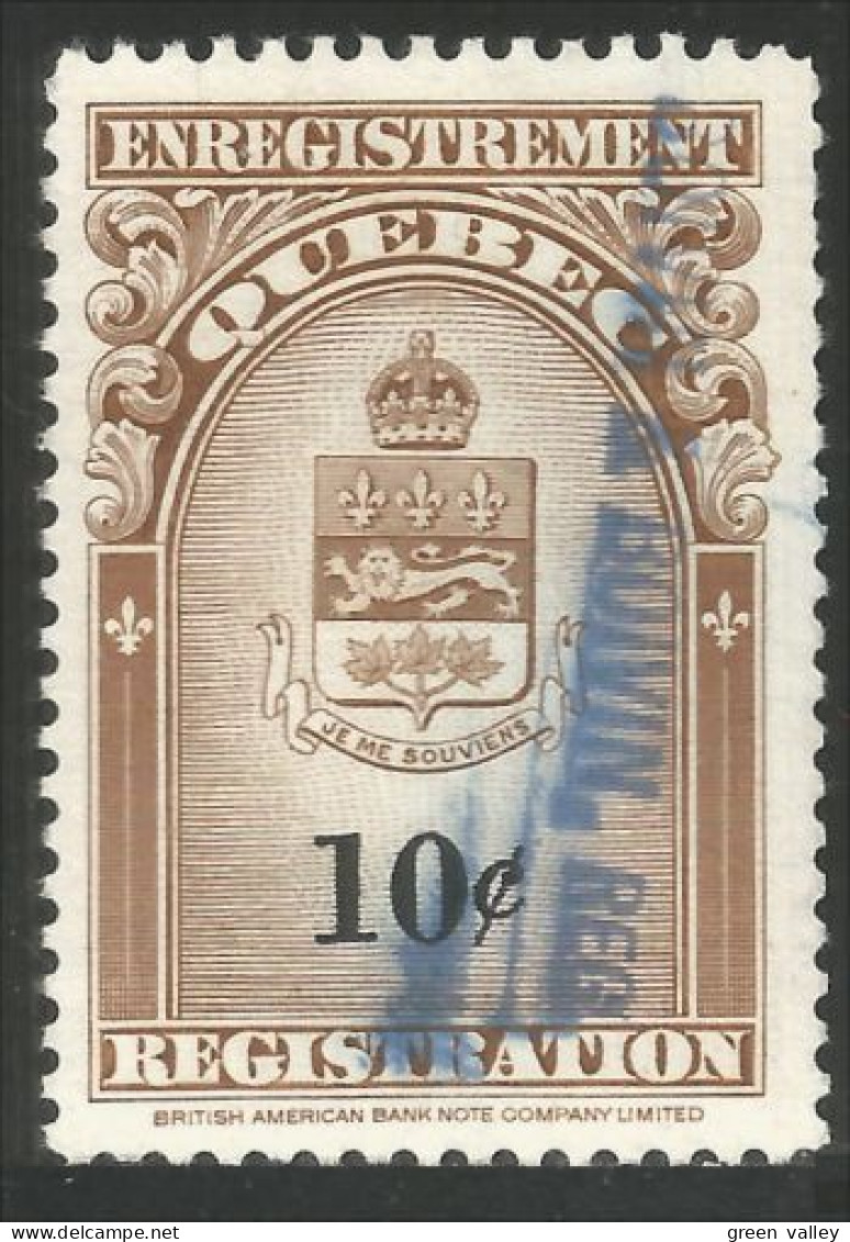 970 Canada 10c Enregistrement Registration Armoiries Coat Of Arms Quebec (358) - Steuermarken