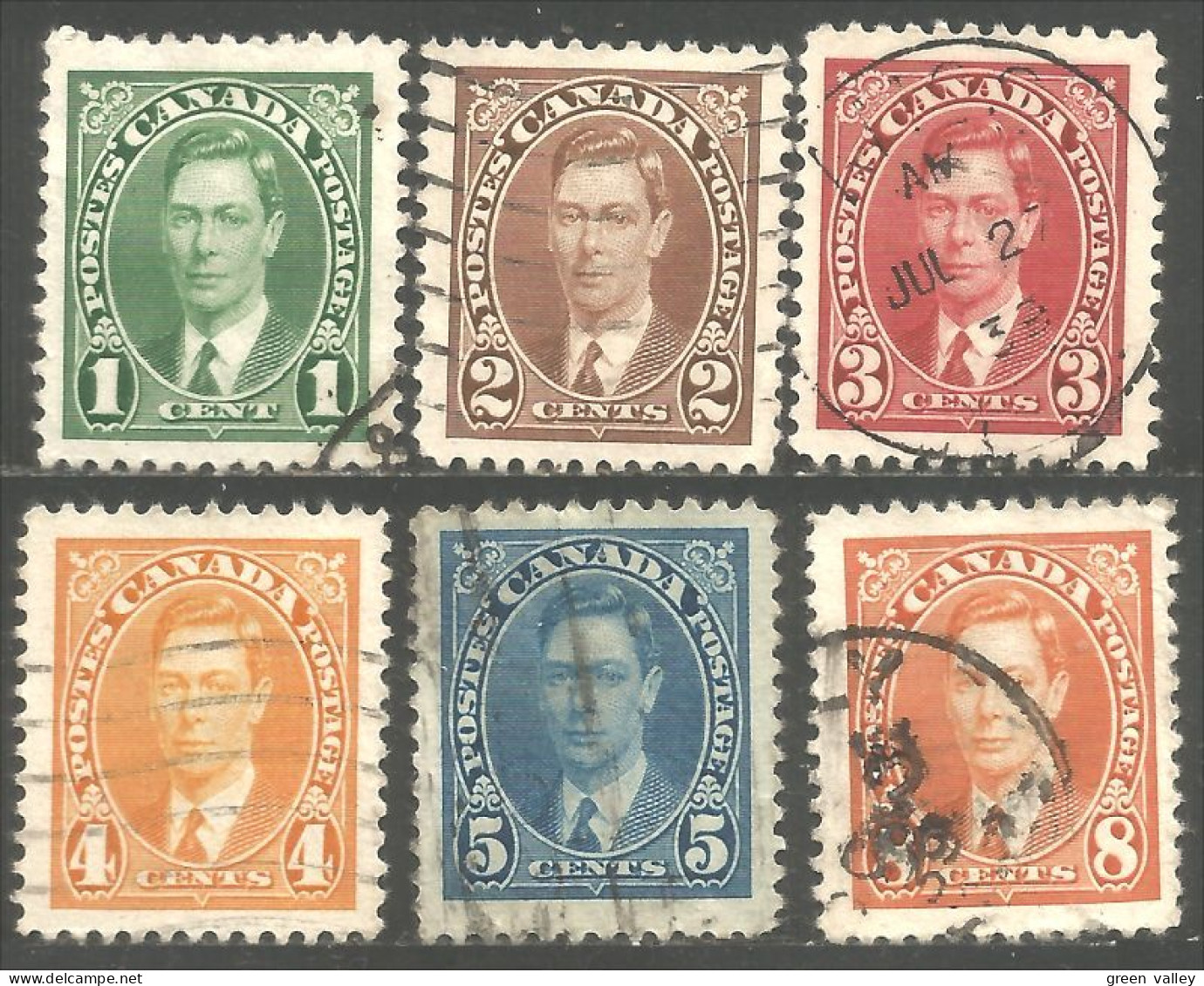 970 Canada 1937 Roi King VI Mufti Issue Complete 1c-8c (337) - Usados